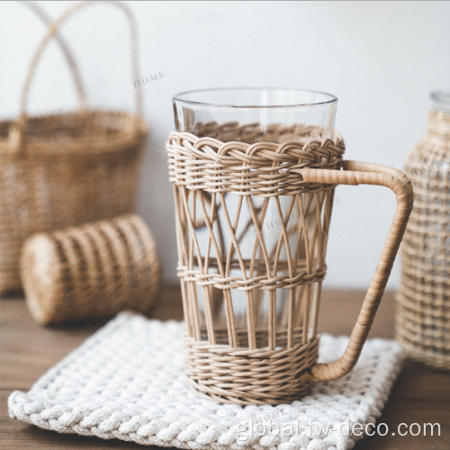 Rattan Glassware Water Cup Handmade rattan Korean retro creative glass water cup Supplier